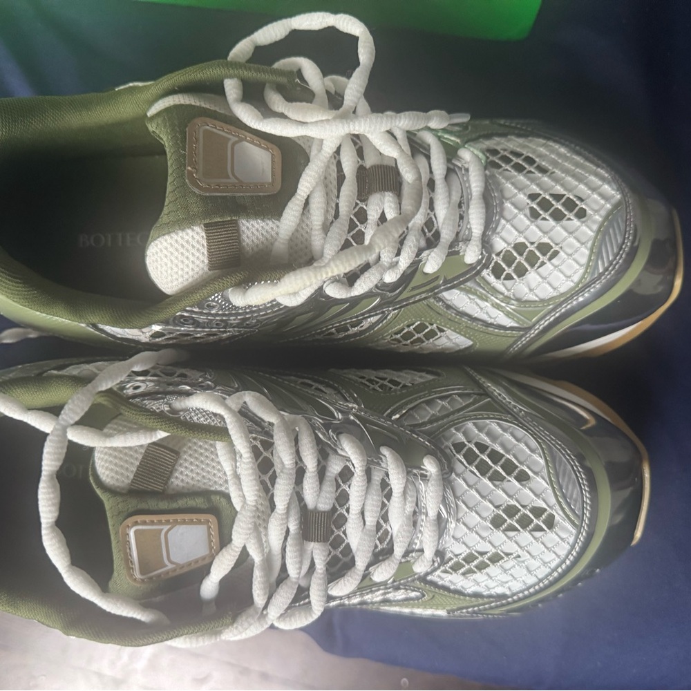 Bottega Veneta Green and White Sneakers